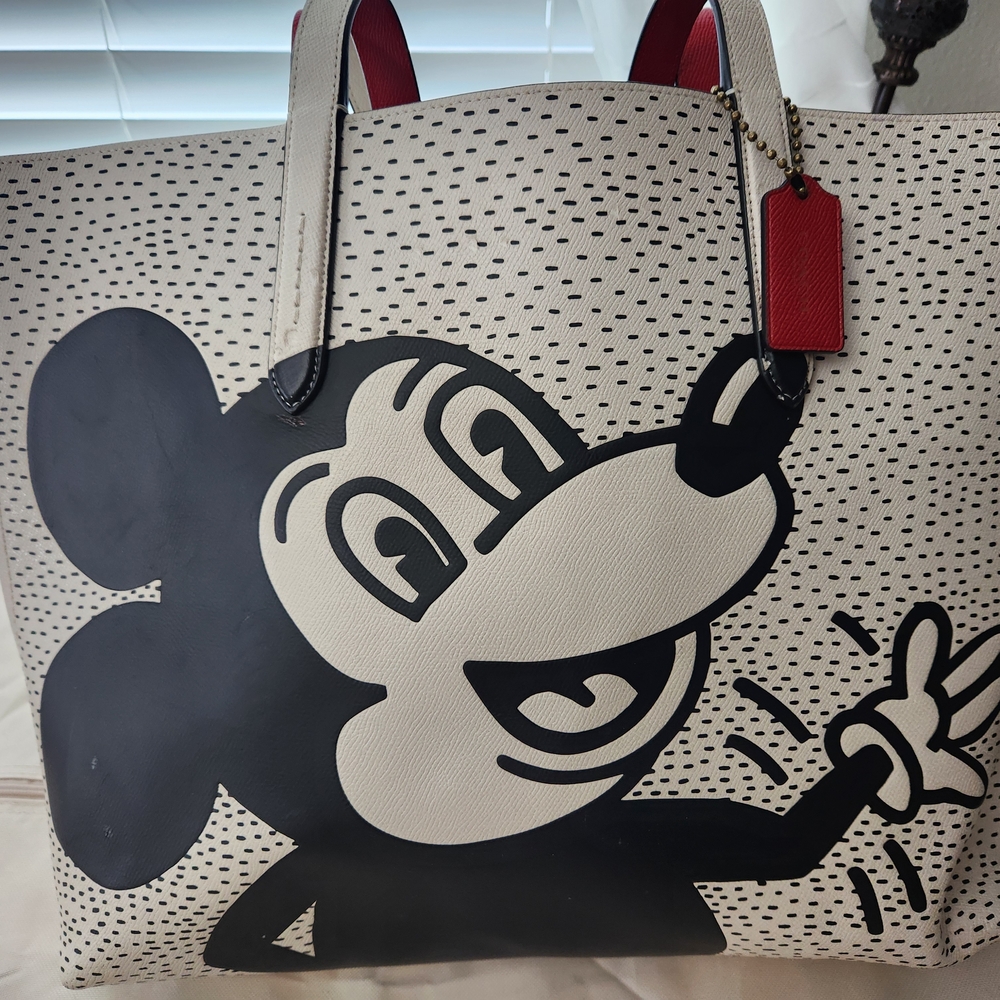 Coach Black and White Mickey Mouse Tote